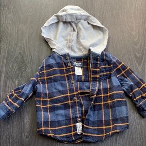 OshKosh flannel with gray hood for baby boy